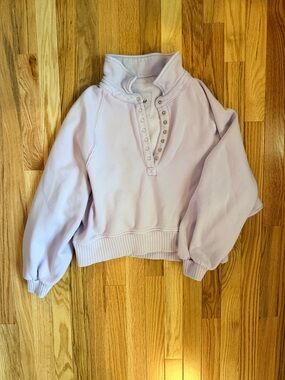 Aerie Light Lavender Snap-Placket Pullover Sweatshirt
